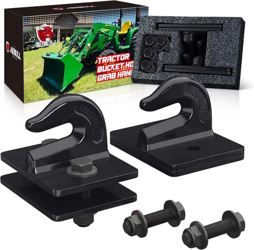 Vista 12 de Gancho de agarre para cubo de tractor de acero forjado de grado 70, gancho de agarre de 3/8 pulgadas con placa trasera, funciona bien para cubo