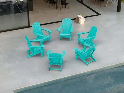 Vista 42 de Ciokea Silla Adirondack plegable con textura de madera, silla Adirondack para patio, resistente a la intemperie, silla de plástico para hoguera