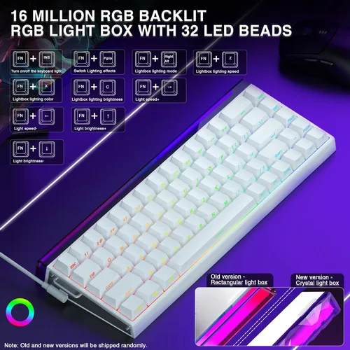 Vista 3 de AULA Hero 68 HE 60% Teclado para juegos con cable, interruptor magnético de efecto Hall con accionamiento ajustable, modo de disparo rápido, tasa