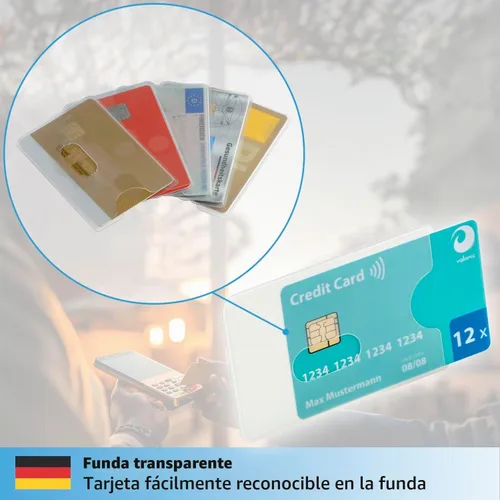 Vista 9 de valonic Fundas para tarjetas de crédito - Paquete de 12 - Fundas de plástico transparente resistentes - Fundas protectoras