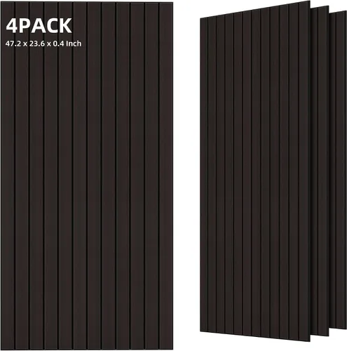 Vista 23 de TO-TH Juego de 4 paneles de pared insonorizados de 47.2 x 23.6 pulgadas con aspecto de madera, absorben el sonido, paneles acústicos grandes