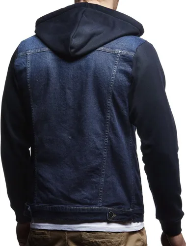 Vista 3 de Leif Nelson Chaqueta deportiva para hombre Chaqueta de mezclilla vintage para hombre Chaqueta de mezclilla ajustada de manga larga con capucha