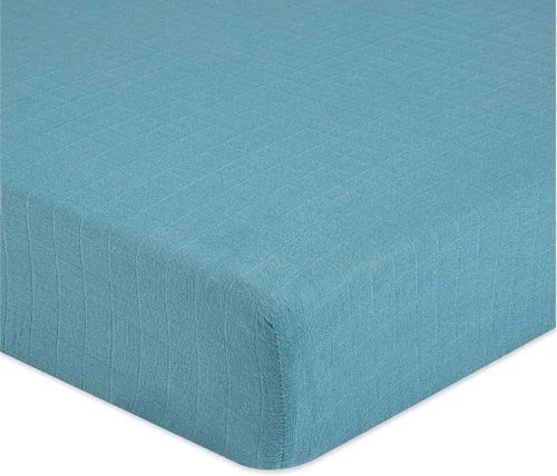 Vista 24 de Crane Baby Sábana bajera, sábana bajera ajustable de algodón suave para cunas y guarderías, cobre beige, 28 pulgadas de ancho x 52 pulgadas de alto