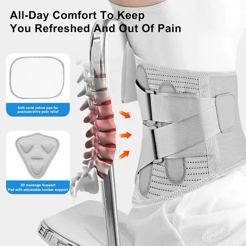 Vista 3 de Soporte de espalda para aliviar el dolor de espalda baja para mujeres, cinturón de apoyo lumbar ajustable, malla transpirable para hernia de disco