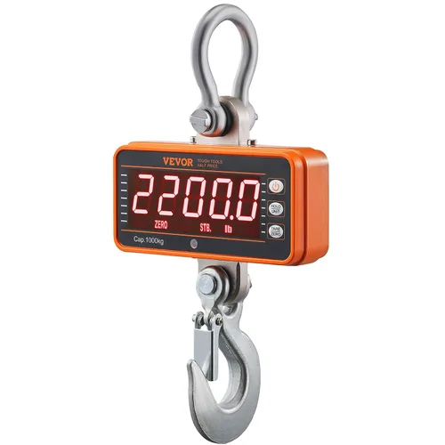 Vista 10 de VEVOR - Báscula de grúa digital, capacidad máxima de 1100 lbs/500 kg, báscula colgante industrial resistente con carcasa de aluminio fundido