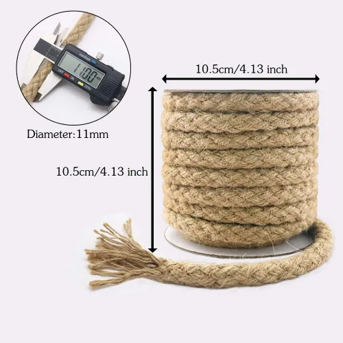 Vista 5 de Tenn Well Cuerda trenzada de yute, 25 pies y 0.433 in de grosor para manualidades, arañazos de gatos, jardinería, agrupación, decoración de granja
