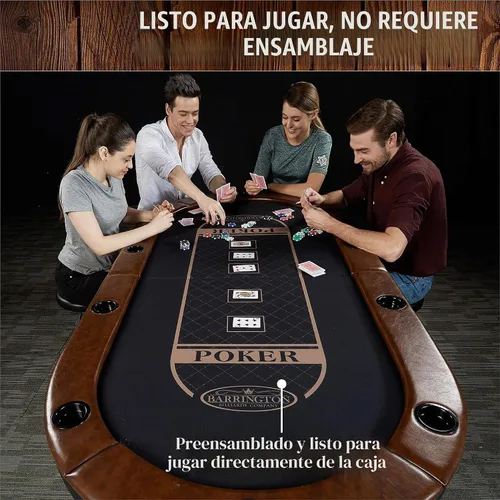 Vista 3 de Barrington Poker - Mesas de Póquer Plegables de Múltiples Estilos y Tableros de Mesa de Póquer/Colección de Mesa de Comedor, Mesas con Rieles