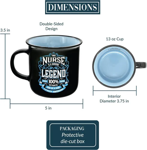Vista 3 de Pavilion Gift Company - Nurse Genuine Legend - Taza de cerámica para fogata de 13 onzas, taza de café de doble cara, 1 unidad, paquete de 1, 3.75 x