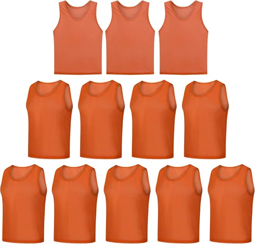 Vista 8 de Paquete de 12 chalecos Scrimmage, camisetas de entrenamiento de equipo/pinnies deportivos/camisetas de práctica/baberos de fútbol con bolsa