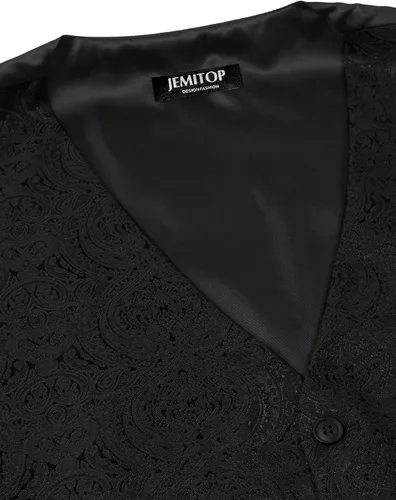 Vista 4 de JEMITOP Chaleco de vestir de cachemira para hombre, chaleco de traje Negro