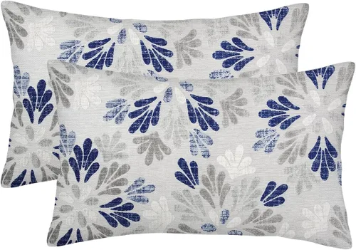 Vista 14 de Juego de 2 fundas de almohada negras y grises de 40 x 40 cm, geométricas, florales, decorativas para exteriores, fundas de almohada estilo granja