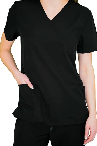 Vista 3 de Green Town Women's Medical Nursing Mock Wrap Scrub Top GT Performance