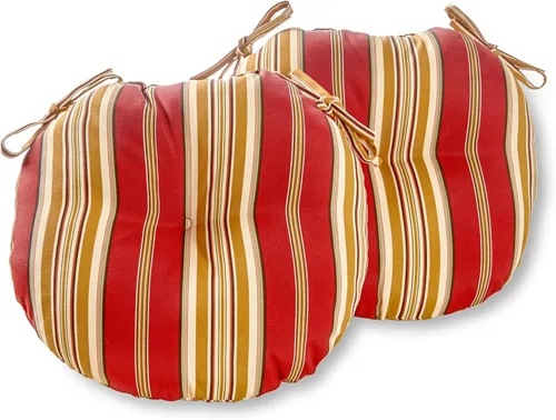 Vista 33 de Greendale Home Fashions Cojín redondo para asiento bistro de 15 pulgadas, 2 unidades (paquete de 1), Adobe Stripe