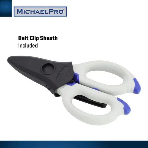 Vista 7 de MichaelPro MP010025 - Tijeras de electricista de acero inoxidable de 6 pulgadas Tijeras multiusos resistentes Corta cables y cable suave, funda