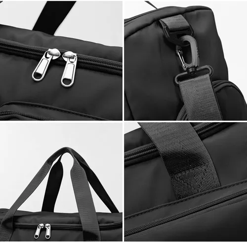 Vista 6 de Bolsa de deporte para gimnasio con compartimento para zapatos y bolsillo separado seco y húmedo para hombres y mujeres, bolso de entrenamiento