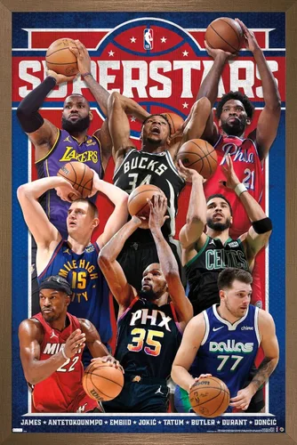 Vista 15 de Trends International NBA League Superstars 23 - Póster de pared, 22.4 pulgadas de largo x 14.7 pulgadas, versión enmarcada de madera de granero