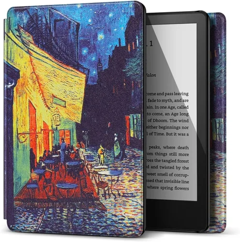Vista 22 de TNP - Funda delgada para Kindle de 6 pulgadas para 11ª generación 2024/2022, flores de almendro Funda delgada de cuero sintético con diseño