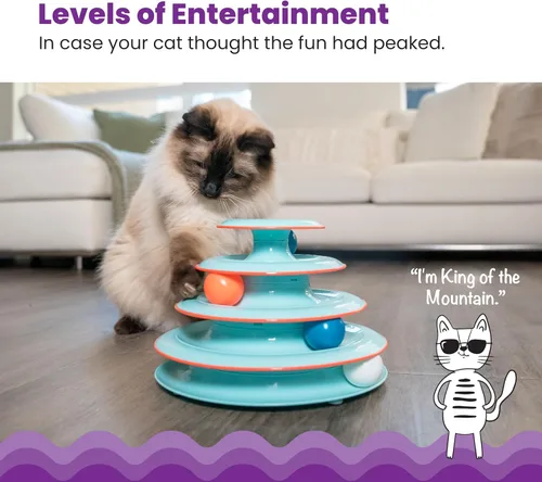 Vista 2 de Petstages - Juguete interactivo para gatos Chase Meowtain de 4 niveles