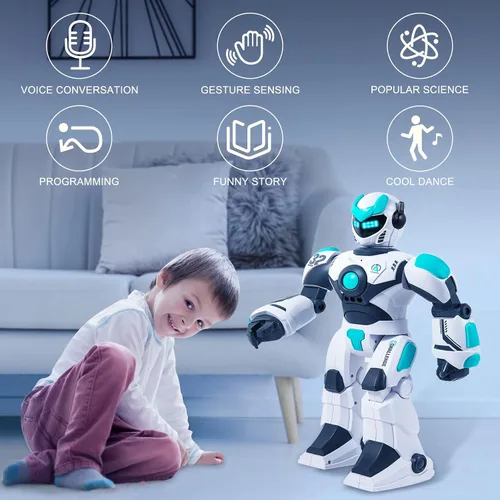 Vista 6 de HPROMOT Robot de juguete RC para niños, robot de control remoto, sensor de gestos inteligente, recargable y programable, robot para caminar, bailar