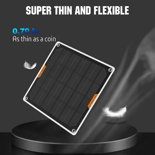 Vista 4 de OYMSAE Cargador de batería de coche con panel solar negro, 5 W 12 V, impermeable, cargador de panel solar portátil con controlador mejorado