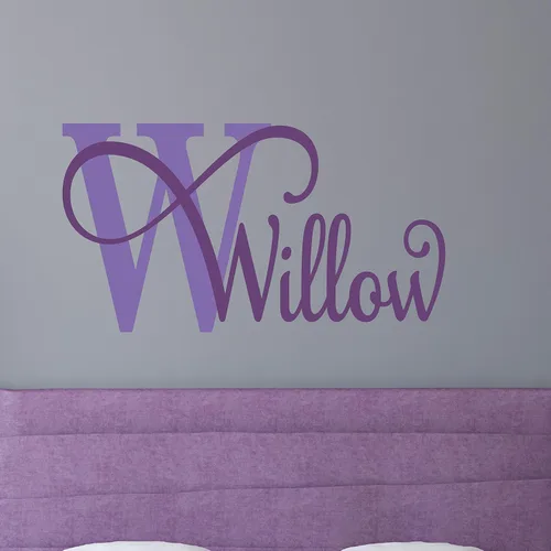Vista 2 de Calcomanía de pared con nombre personalizado, para habitación de niñas, habitación de niños, calcomanía de pared con nombre personalizado