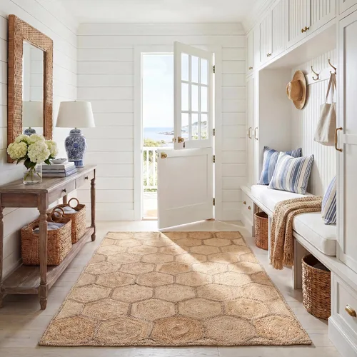 Vista 11 de SAFAVIEH Natural Fiber Collection - Alfombra decorativa, 2 x 3 pies, natural y gris, yute tejido de panal hecho a mano, ideal para zonas de alto