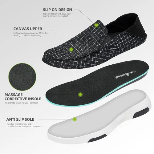 Vista 5 de OrthoComfoot Zapatos sin cordones para mujer con soporte de arco, pantuflas ortopédicas, mocasines para fascitis plantar para aliviar el dolor