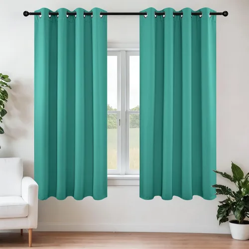 Vista 123 de Joydeco - Juego de 2 paneles de cortinas opacas de 63 pulgadas, 2 cortinas largas con aislamiento térmico burg, cortinas de oscurecimiento