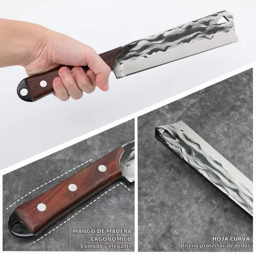 Vista 4 de Machete de supervivencia con funda para cortar árboles, para trabajo de jardín y para machetes de bushcrafting, machete de hoz de servicio pesado