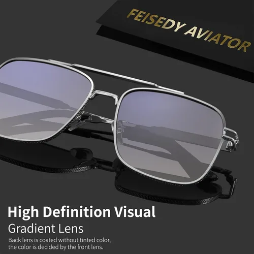 Vista 6 de FEISEDY Gafas de sol de aviador para hombre, marco de metal retro 80S UV400 B2845