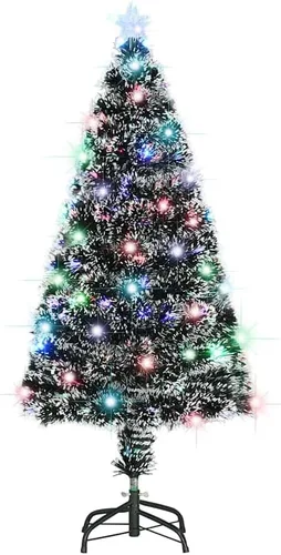 Vista 2 de 4 ft Artificial Christmas Tree. Pre-lit Fiberglass LED Pine 135 Branches, 7 Color Changing Lights, Indoor & Sheltered Outdoor Use Green