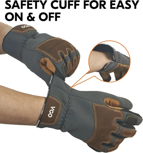 Vista 5 de Vgo... 1 par de guantes de jardinería para hombre, guantes de trabajo de seguridad, a prueba de pinchazos, a prueba de espinas, pantalla táctil