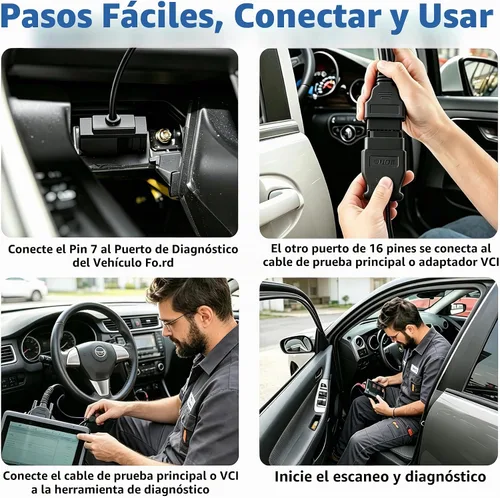 Vista 3 de Adaptador OBD1 a OBD2 para Ford de 7 pines a 16 pines Conector Negro Cable Adaptador OBD Herramienta de Diagnóstico de Reparación Conector