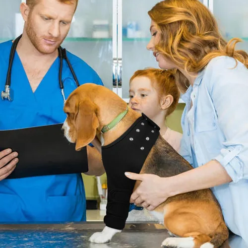 Vista 6 de ROZKITCH Traje de recuperación para perros para piernas delanteras izquierdas, traje de cirugía transpirable para perro, antilamer, alternativa