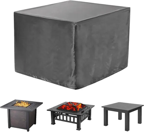 Vista 10 de WOMACO - Cubierta cuadrada impermeable para hoguera de patio, cubiertas de mesa al aire libre, protector de mesa para hoguera de 31 x 31 pulgadas