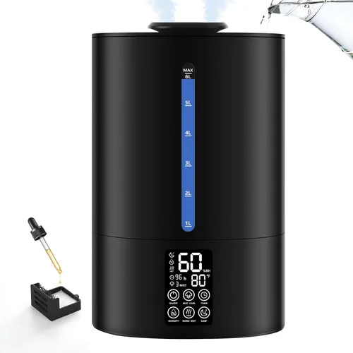 Vista 11 de Coolfiqu Humidificadores de 6L para dormitorio, habitación grande, hogar, humidificador fresco y cálido para bebés y plantas, humidificadores