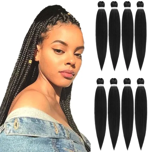 Vista 27 de Cabello trenzado preestirado - 12 pulgadas, 8 paquetes, cabello trenzado corto natural negro para trenzas torcidas o en caja, extensiones de cabello
