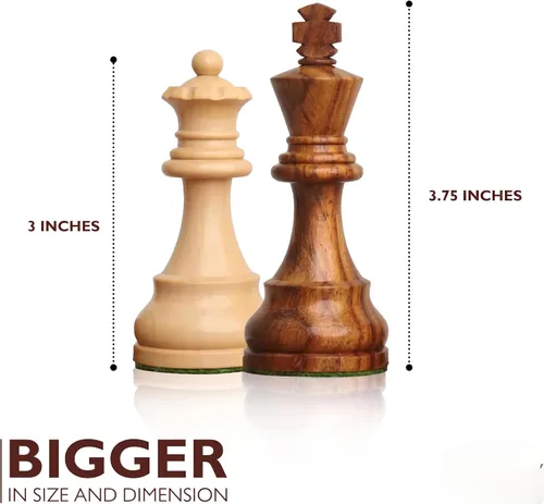 Vista 2 de Edición Coleccionista Piezas de Ajedrez Madera Monedas Peones Ajedrez Piezas de Estatuilla (3.75 Pulgadas Marrón - Blanco)