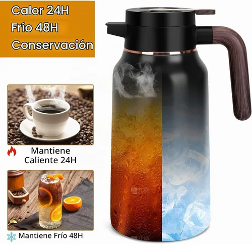 Vista 3 de Jarra térmica de café de 68 onzas, jarras de acero inoxidable para líquidos calientes las 24 horas, jarras de café aisladas para mantener el café