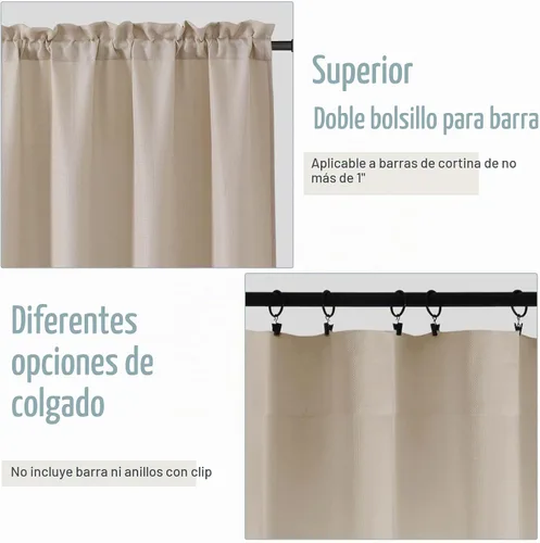 Vista 5 de Cortinas de lino para dormitorio y sala de estar de 96 pulgadas de largo, juego de 2 paneles, con bolsillo para cortinero, filtrado de luz, textura