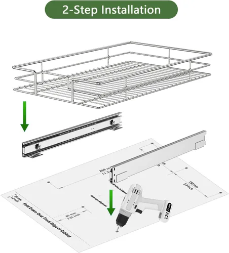 Vista 8 de LOVMOR Organizador de gabinete extraíble de 5.5 pulgadas de ancho x 21.5 pulgadas de profundidad, estantes extraíbles para armario de cocina