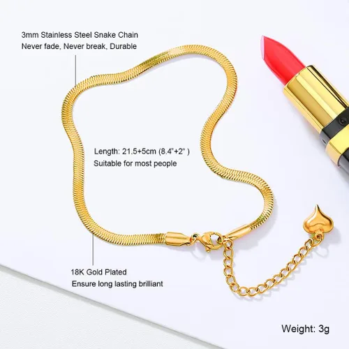 Vista 6 de Tobilleras de oro para mujer, impermeables, chapadas en oro de 18 quilates, para mujer, cadena de serpiente, delicadas pulseras de tobillo