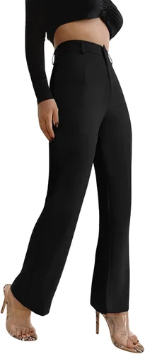 Vista 6 de SweatyRocks - Pantalones deportivos largos para mujer diseño de tiro alto y color liso elegante para oficina