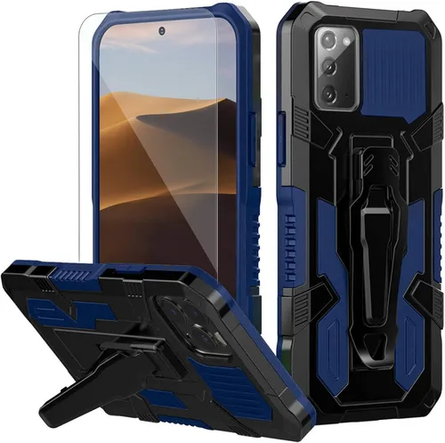 Vista 9 de Funda compatible con Samsung Galaxy Note 20 5G, con protector de pantalla de vidrio templado y clip para cinturón, cuerpo completo, resistente, a