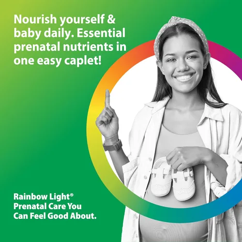 Vista 3 de Rainbow Light Prenatal Multivitamin One + para mujeres 30 capletas Nutrición esencial para mamá y bebé Nutrientes de alimentos reales