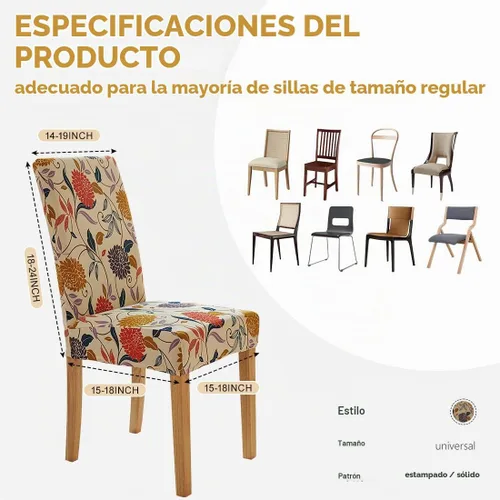 Vista 5 de Secgo - Juego de 2 fundas para sillas de comedor, funda elástica para sillas de comedor, fundas lavables de elastano para sillas de cocina Parsons