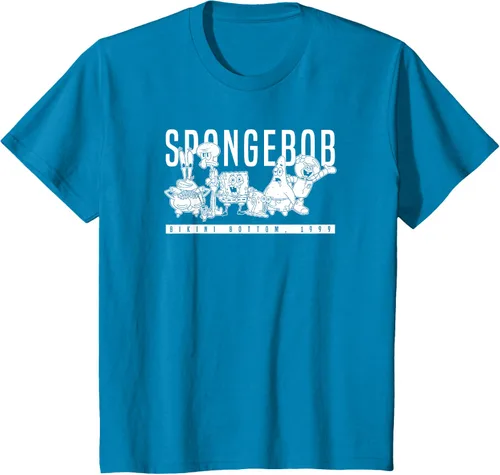 Vista 50 de Bob Esponja Vintage Group Simple Logo Camiseta, Negro