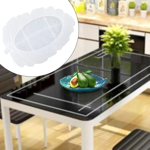 Vista 4 de Voyyphixa - Bandeja de resina para moldes de silicona con forma de hoja y resina de resina epoxi, moldes de fundición para placa de fruta de resina
