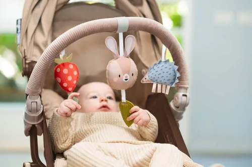 Vista 2 de Taf Toys Arco Ideal para lactantes y niños pequeños, se adapta a cochecito y carriola, arco de actividad con juguetes fascinantes, estimula