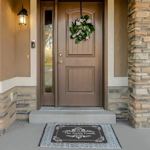Vista 7 de Magimagine Tapete de bienvenida personalizado para exteriores, tapete de bienvenida personalizado para puerta delantera con nombre de familia
